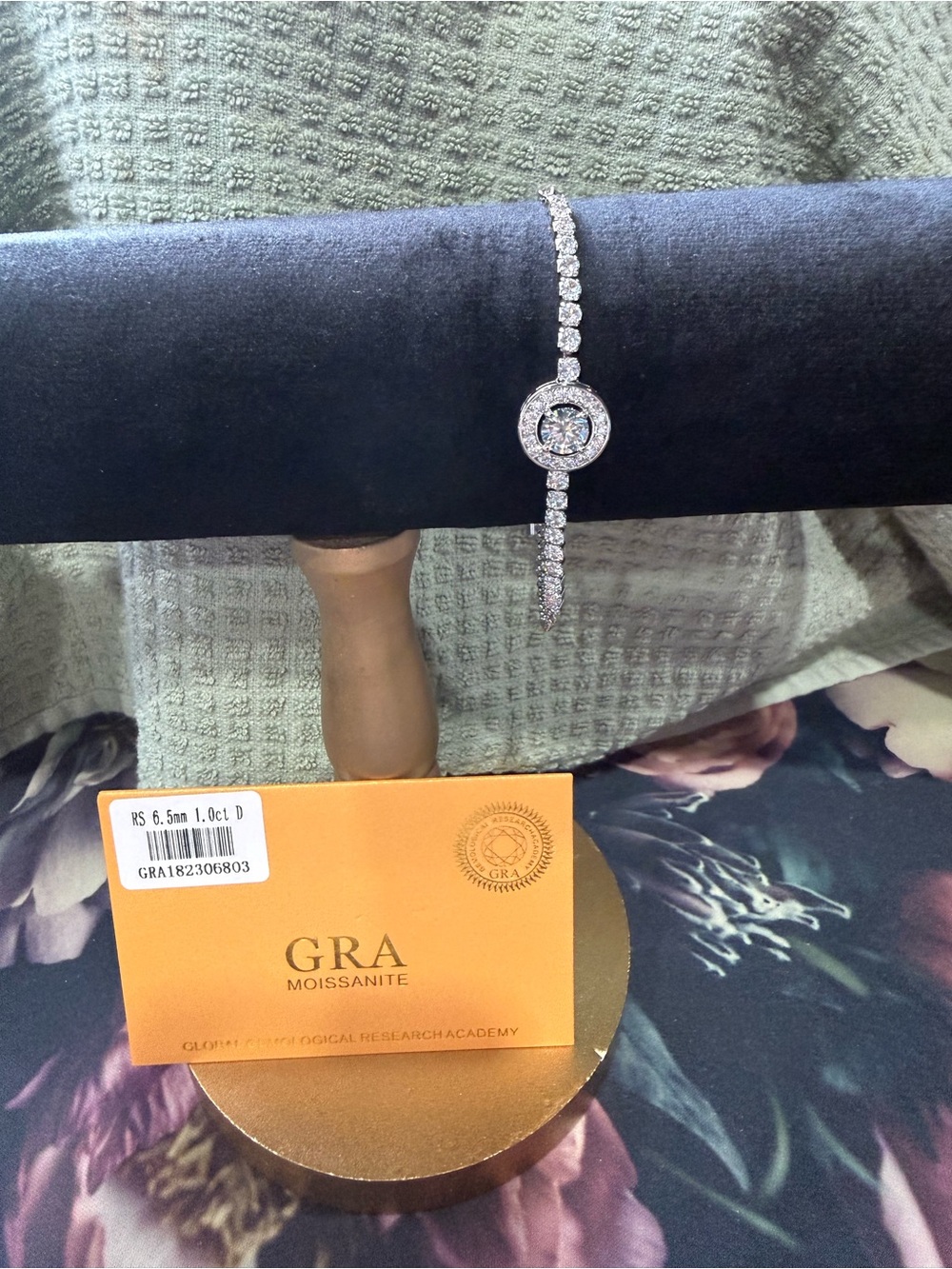 Silver Tennis Bracelet with Center Halo